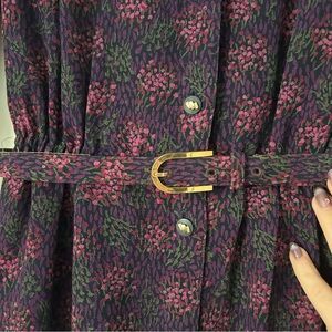 Floral Belted Dress with Gold Buckle